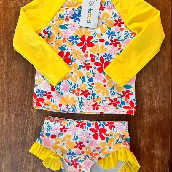 Girls Floral Swim Set - Yellow and Multicolor (4T) - Picture 1 of 7